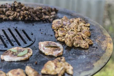 Cooking on the fire plate Stock Photos