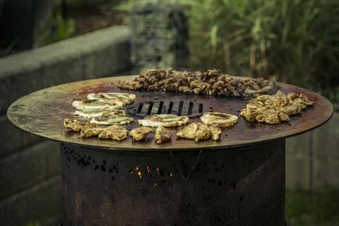 Cooking on the fire plate Stock Photos