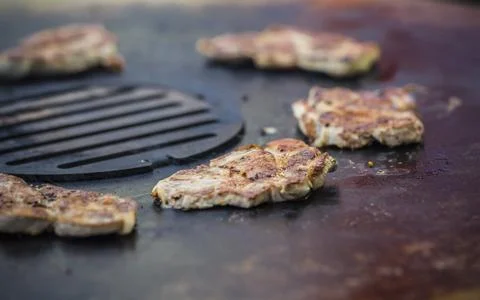 Cooking on the fire plate Stock Photos