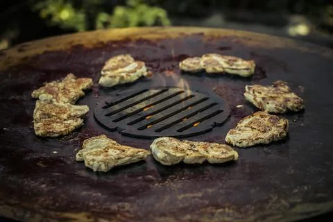 Cooking on the fire plate Stock Photos