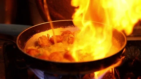 Cooking fire slow motion Stock Footage 75007698