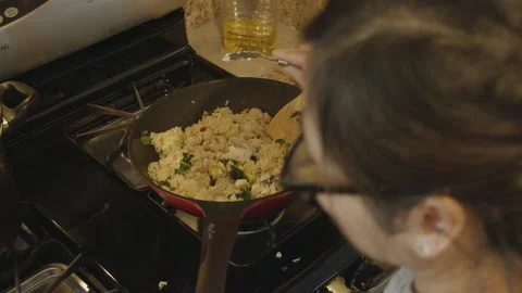 Cooking fired rice Stock Footage 131923435