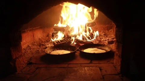 Cooking in the fireplace Stock Footage 113391851