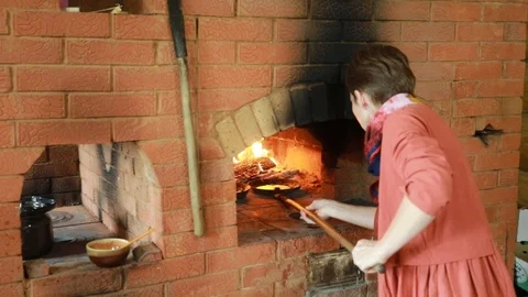 Cooking in the fireplace Stock Footage 113391875