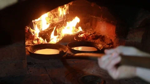 Cooking in the fireplace Stock Footage 113391929