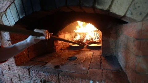 Cooking in the fireplace Stock Footage 113391933