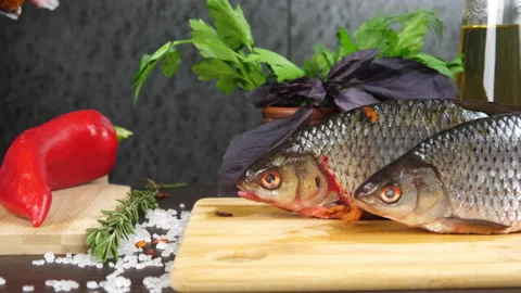 Cooking fish. Stock Footage 169128627