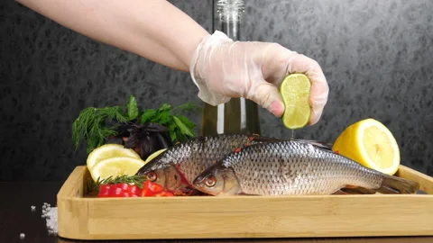 Cooking fish. Stock Footage 169128930