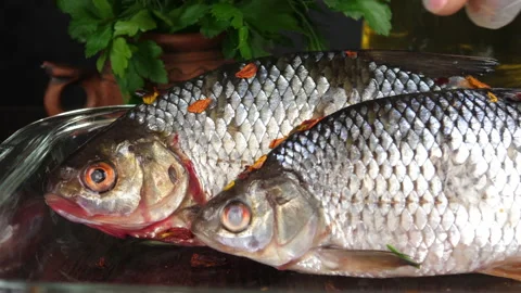 Cooking fish. Stock Footage 169128995
