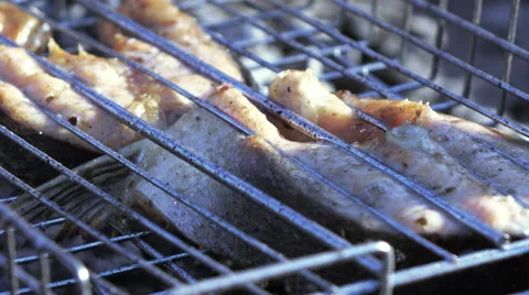 Cooking fish on grill 스톡 동영상 55795810
