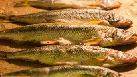 Cooking fish grilled Stock Footage 69856361