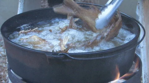 Cooking Fish over Propane Fish Fryer Stock Footage 479859