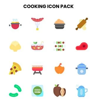 Cooking Flat Bundle Icons Pack Stock Illustration