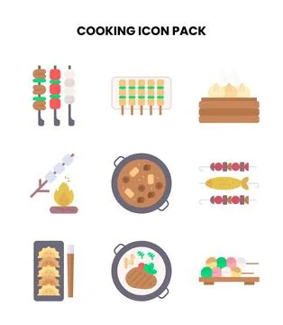 Cooking Flat Collection Icons Pack Stock Illustration