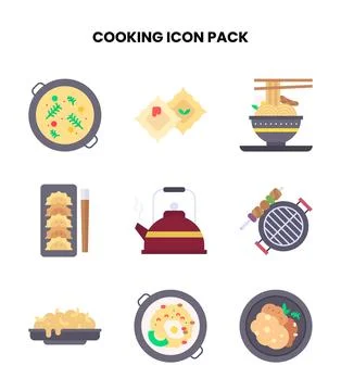 Cooking Flat Design Icons Pack Illustrazione stock
