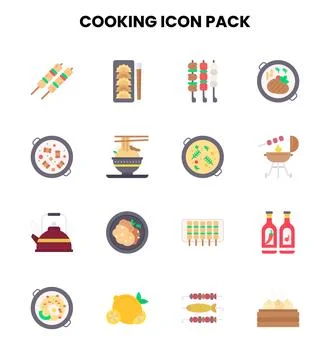Cooking Flat Graphics Icons Pack Stock Illustration