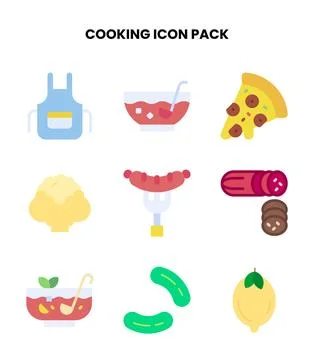 Cooking Flat Graphics Icons Pack Stock Illustration