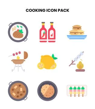 Cooking Flat Scalable Icons Pack Stock Illustration
