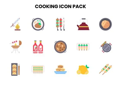 Cooking Flat Scalable Icons Pack Stock Illustration