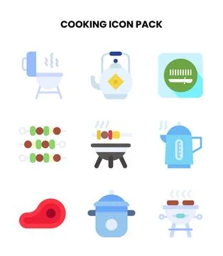 Cooking Flat Scalable Icons Pack Stock Illustration