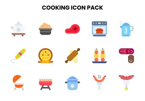 Cooking Flat Set Icons Pack Stockillustratie