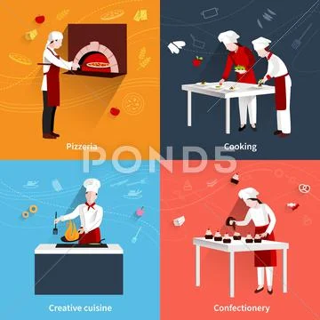 Cooking Flat Set Stock Illustration