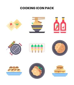 Cooking Flat SVG Icons Pack Stock Illustration