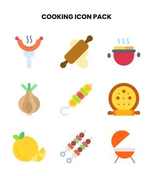 Cooking Flat Vector Icons Pack Stock Illustration
