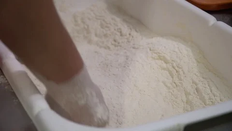 Cooking flour for baking Stock Footage