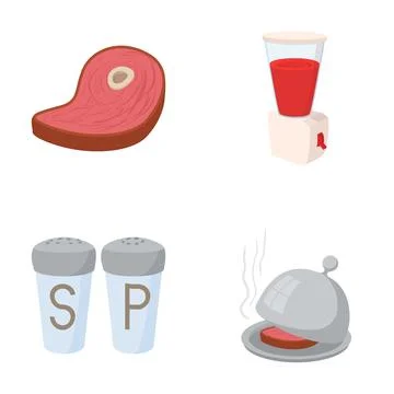 Cooking food and kitchenware vector icon set 스톡 일러스트