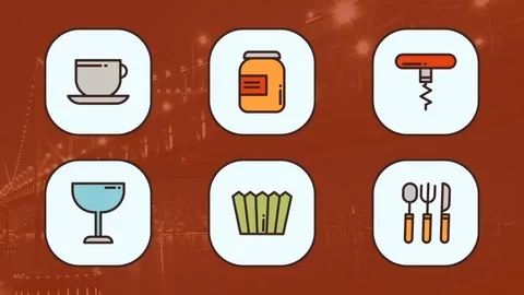 Cooking Food - Flat Icons Stock After Effects