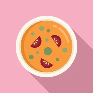 Cooking food icon flat vector. Cream soup bowl Ilustração Stock