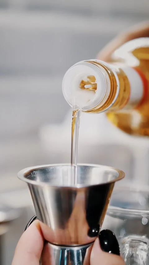 Cooking food. preparation of drinks. close-up. bartender technologist pours Stock Footage 323512340