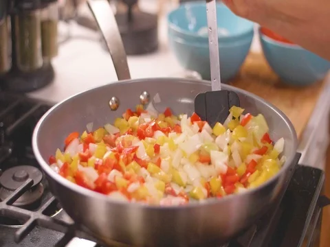 Cooking food in slow motion  Stock-Footage 80562089
