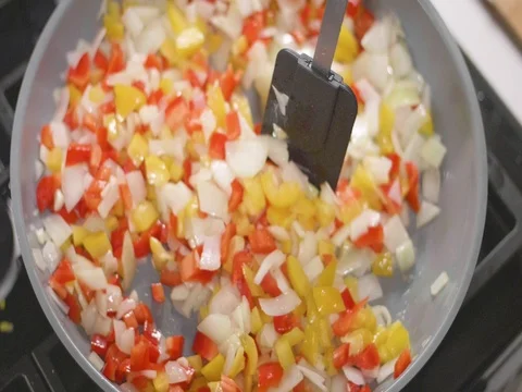 Cooking food in slow motion Stock Footage