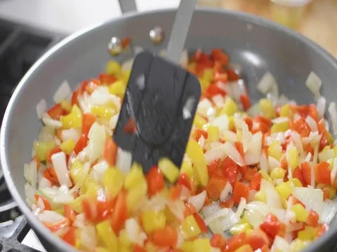 Cooking food in slow motion Stock Footage 80562280
