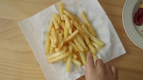 Cooking french fries using a simple frying method Stock Footage 337522711