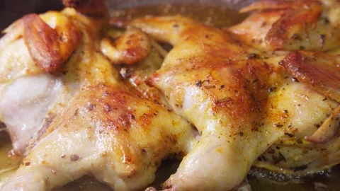 Cooking fried chicken, close-up, slight camera movement. Stock Footage 288096620