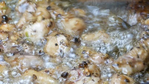 Cooking fried chicken drumstick Stock Footage 89174393