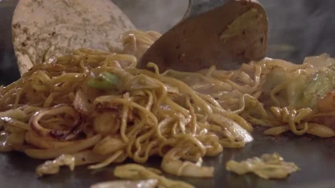 Cooking fried noodles Stock Footage 236987933