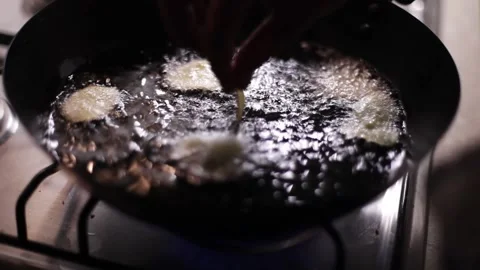 Cooking fried potatoes in the pan Video stock 130455137