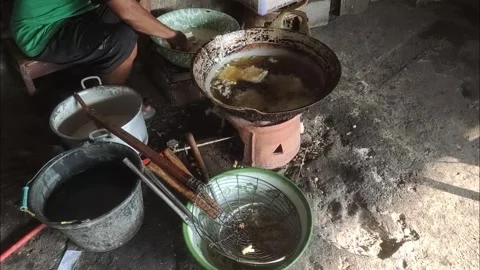 Cooking Fried Tempeh Stock Footage 308048166