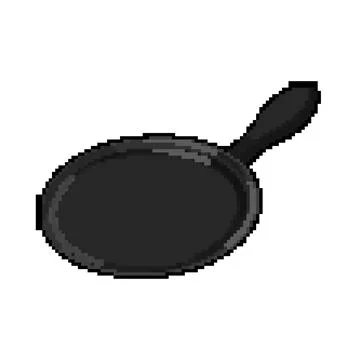 Cooking frying pan kitchen pixel art vector illustration Stock Illustration