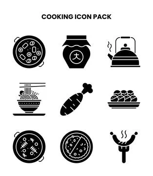 Cooking Glyph Icons Pack Stock Illustration