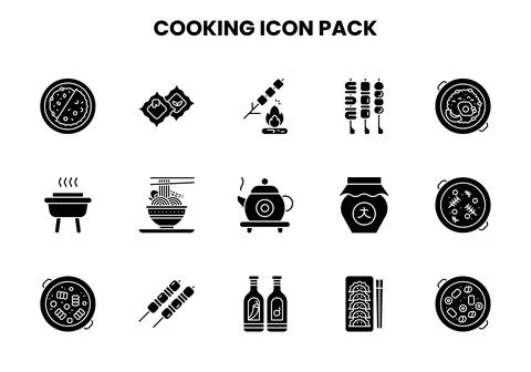 Cooking Glyph Icons Pack Stock Illustration