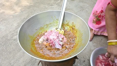 Cooking Goat meat. Stock Footage 268803011
