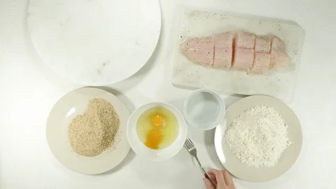 Cooking golden batter deep fried fish fillet. Step by step preparation process Stock Footage 125770904