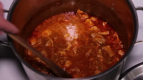 Cooking Goulash Stock Footage 74387784