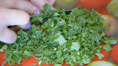 Cooking green salad Stock Footage 110754387