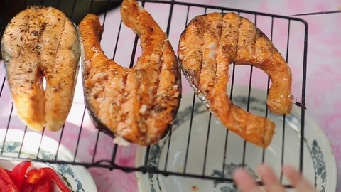 Cooking grilled fish Stock Footage 79557523